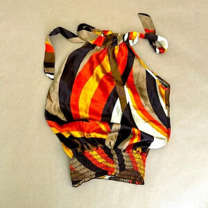 Sleeveless Blouse Brown / Orange Swirl